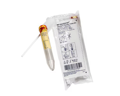 Urine Transfer Straw Kit: 8mL Draw, 16 x 100mm UA Preservative Plus Plastic Conical Bottom Tube, & Urine Transfer Straw,(Temp Sensitive; Non-Returnable) (Continental US Only)