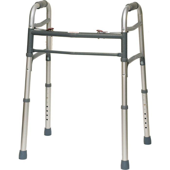 Aluminum Adult Walker 2 Button W/O Wheels