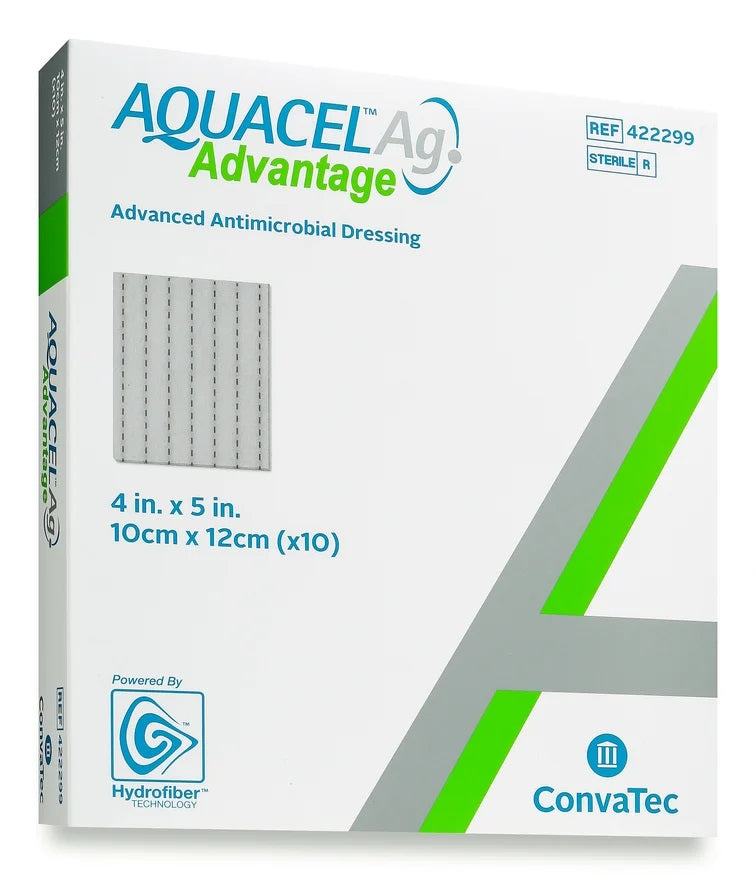 AQUACEL® Ag Advantage Enhanced Hydrofiber Dressing with Silver 4x5" (10x12cm)