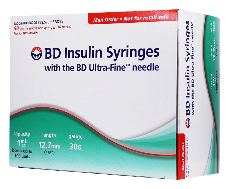 BD™ Ultra-Fine™ Needle Insulin Syringe, 1 cc, 30 G x 12.7 mm