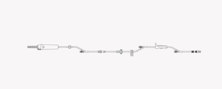 Infusion Set, Check Valve, (3) Needle-Free Valves 83", 63" and 6" from 2-Piece Male Luer Lock, 26 ml PV, 126" Length