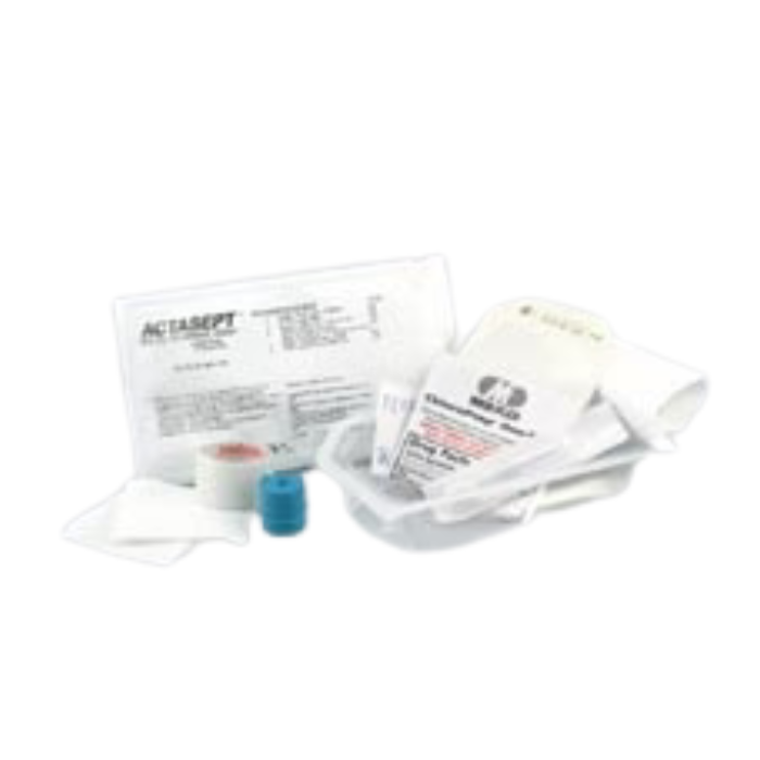 IV Start Kit, Includes: (1) 2 3/8" x 2 3/4" Dressing, (2) 2" x 2" 4-Ply Gauze, (1) 1ml Chloraprep, (1) 0.75" x 18" Transparent Tape, (1) 0.75" x 18" Rolled Blue Tourniquet