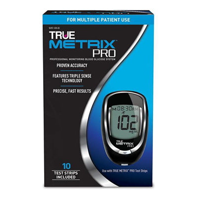 TRUE Metrix® Pro Starter Kit, Multi-Patient Use Only-Point of Care Testing, Meter, 3 Volt Battery, 10 True Metrix Pro Strips, Control Solution-3mL, Instructions, Self Test Log Book, Carrying Case (E0607)