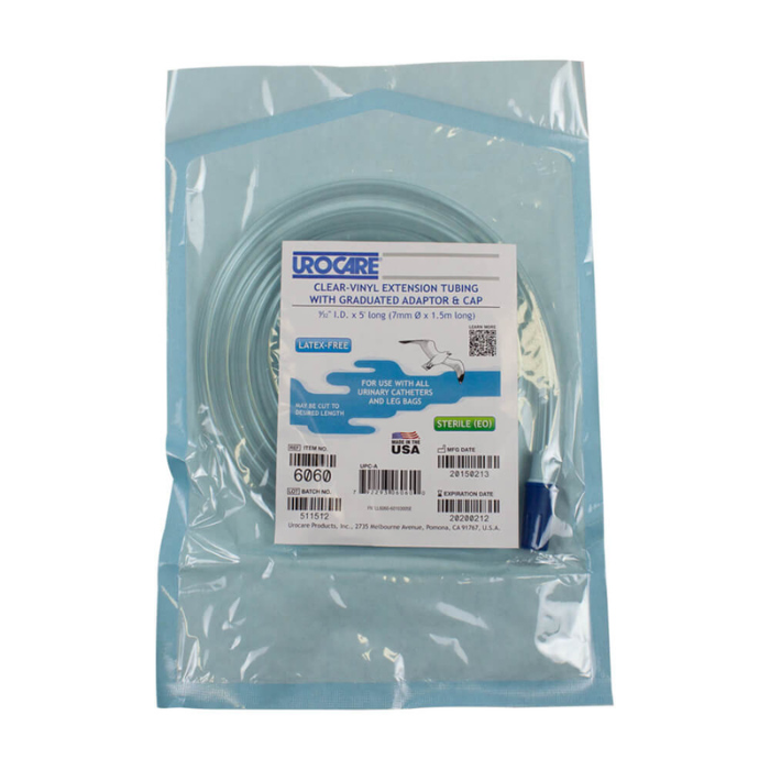 Clear-Vinyl Extension Tube, 60" with Adaptor & Cap—STERILE