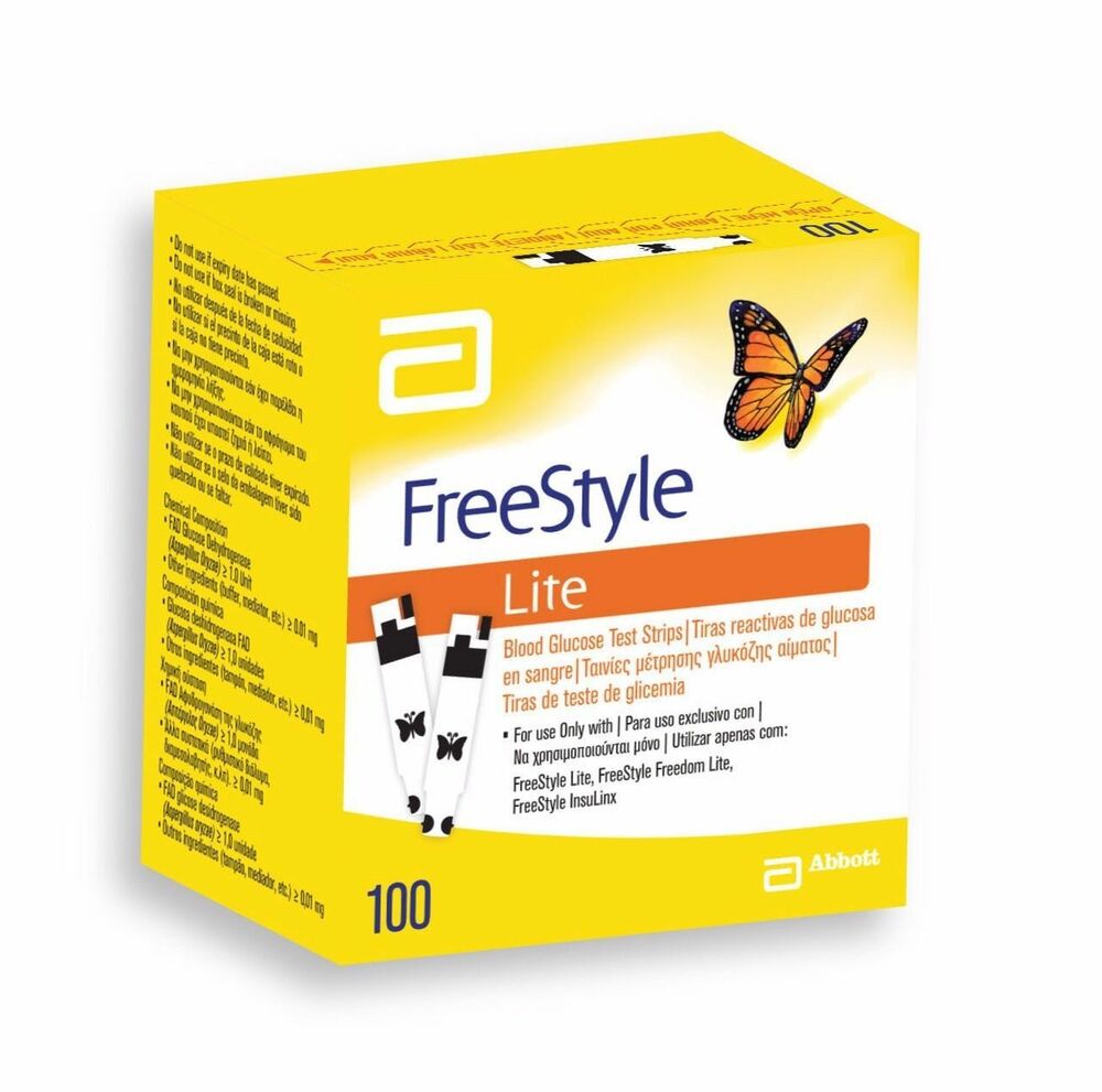 FreeStyle Lite Blood Glucose Test Strips, 100ct, Retail