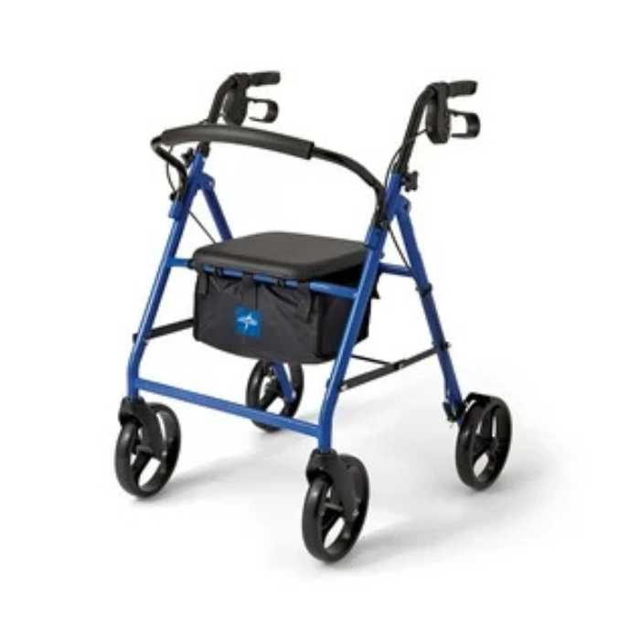 Roscoe Deluxe Rollator with Padded Seat and 8" Wheels, Blue