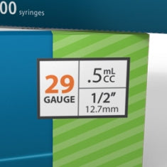EasyTouch® U-100 Insulin Syringes, 0.5 cc, 29G x ½"