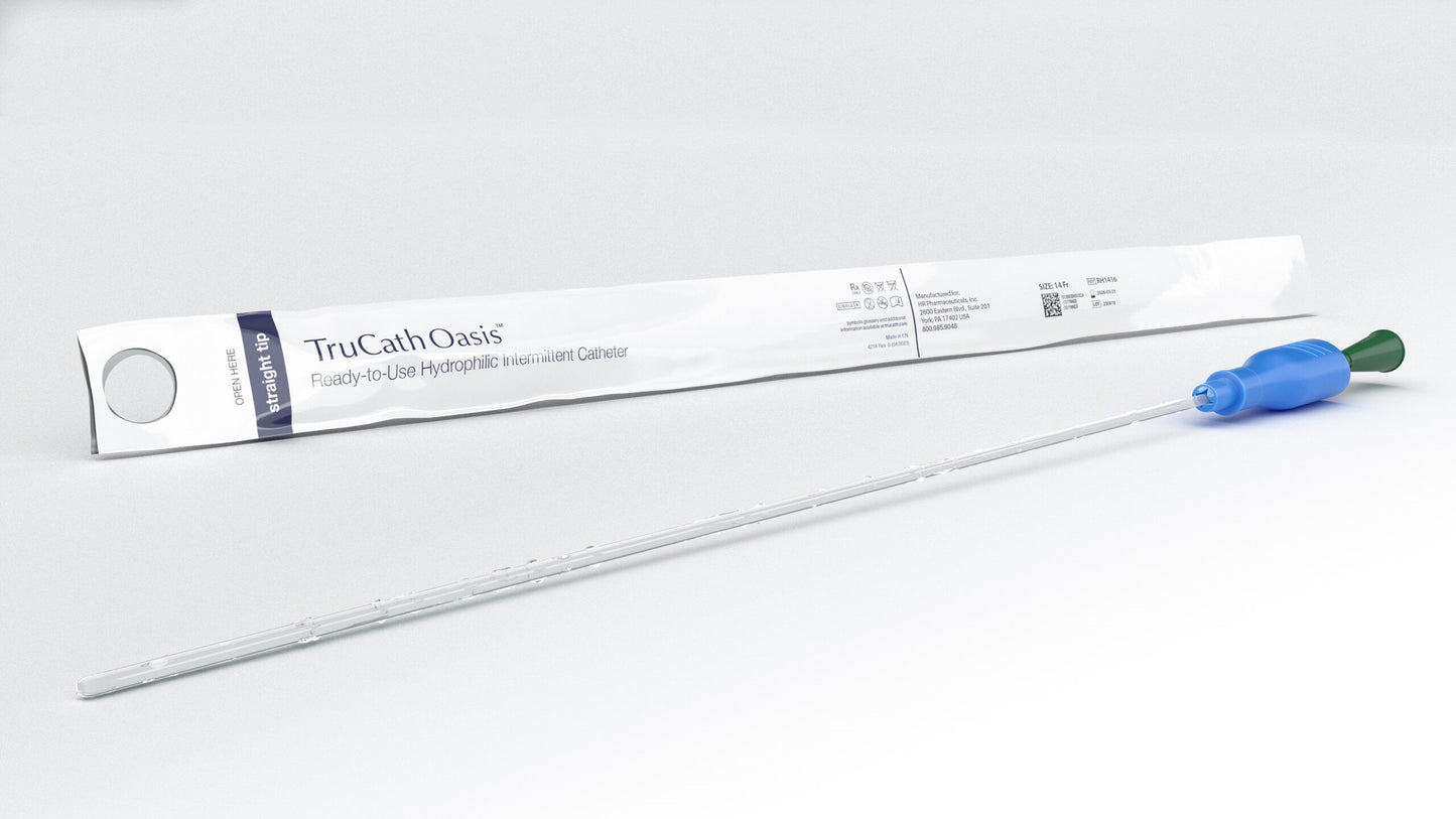 TruCath Oasis™ Ready-to-Use Hydrophilic Intermittent Cath, 16Fr, 16", TruProtect® Grip