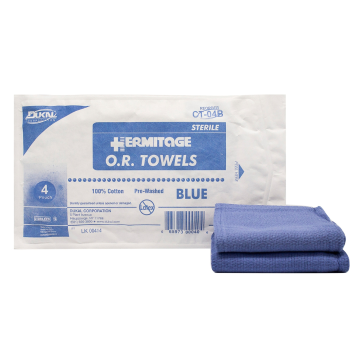 Sterile OR Towels, 17” x 26", Blue, 4/PK