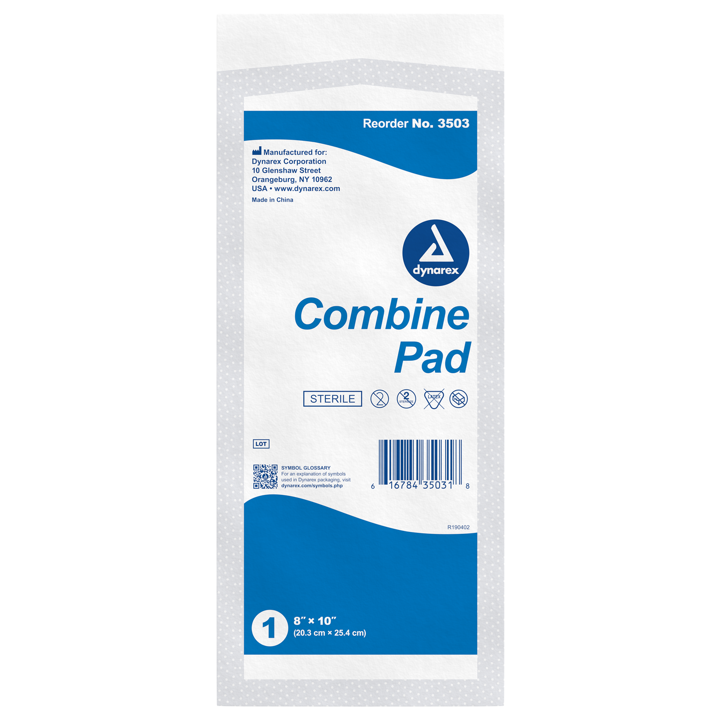 Combine Pads, 8" x 10", 1/pouch, Sterile