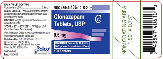 Clonazepam 0.5mg Tablets 100ct (CIV)