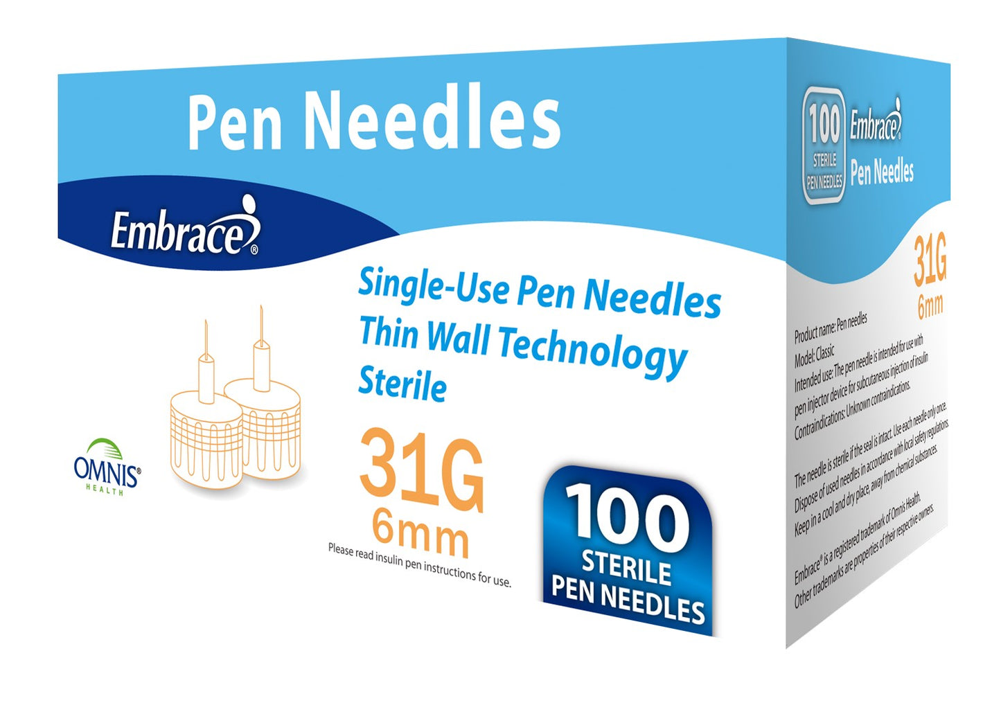 Embrace Pen Needle, 31G, 6mm, 100ct