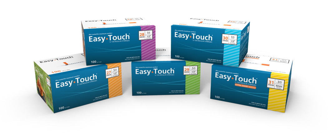 EasyTouch® U-100 Insulin Syringes, 0.5 cc,  31G x 5/16"