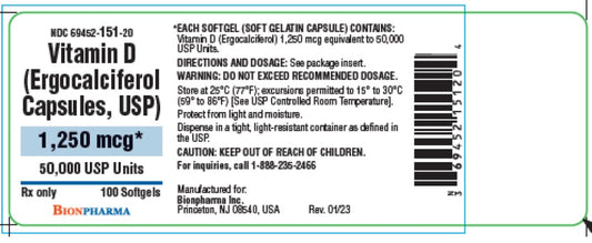 Ergocalciferol (Vitamin D) 1250mcg 50000iu Cap 100ct