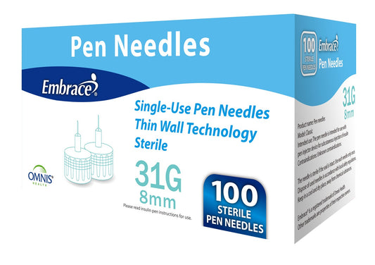 Embrace Pen Needle, 31G, 8mm, 100ct