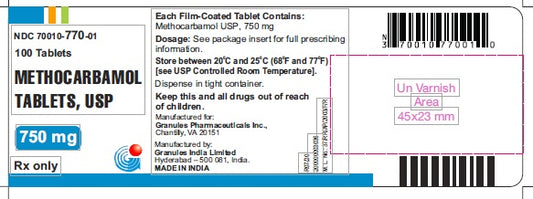 Methocarbamol 750mg Tablets  100ct