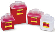 BD™ Multi-Use Nestable Sharps Collector, 8qt, Red with Clear Top