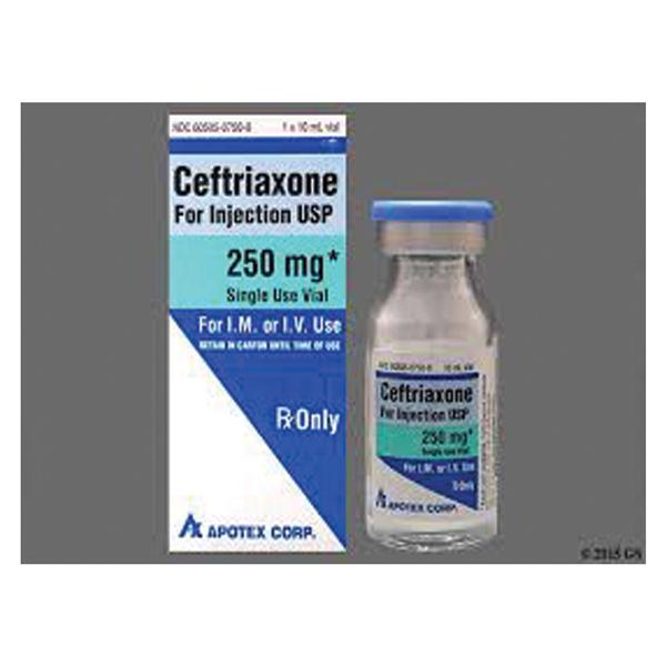 Ceftriaxone Sodium Injection, 250mg/vial, 10mlx250mg Single use vials