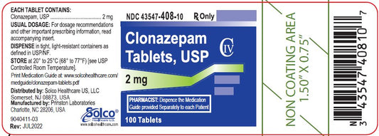 Clonazepam 2mg Tablets 100ct (CIV)