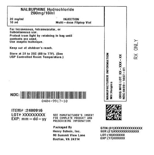 Nalbuphine HCl Inj. 20mg/mL, 10mL MDV