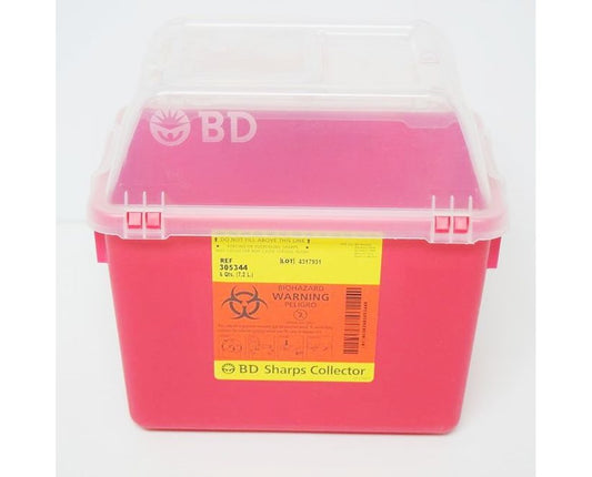 BD™ Multi-Use Nestable Sharps Collector, 8qt, Red with Clear Top