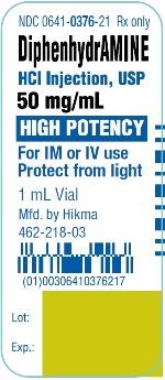 Diphenhydramine Injection 50mg/mL SDV 1mL/Vl