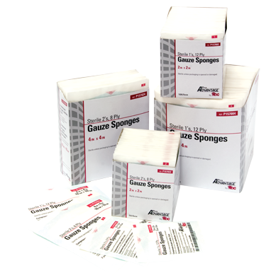 Gauze Sponge, Sterile, 2s, 4" x 4", 8-Ply