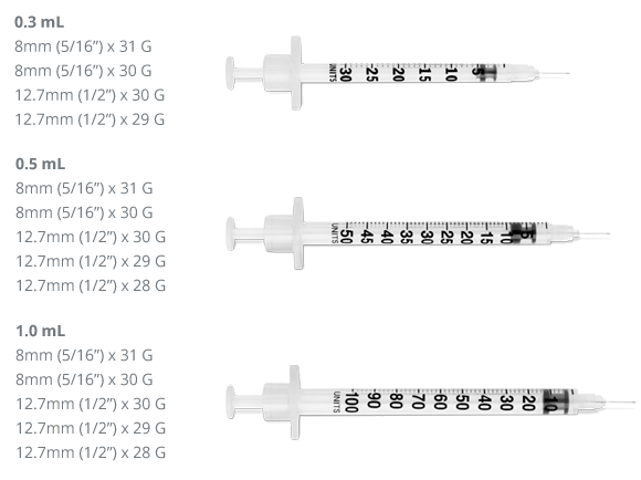 UltiCare® Insulin Syringe, 0.5 cc,  28g x ½"