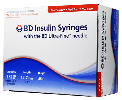 BD™ Ultra-Fine™ Short Needle Insulin Syringe, 1/2 cc, 31 G x 8 mm