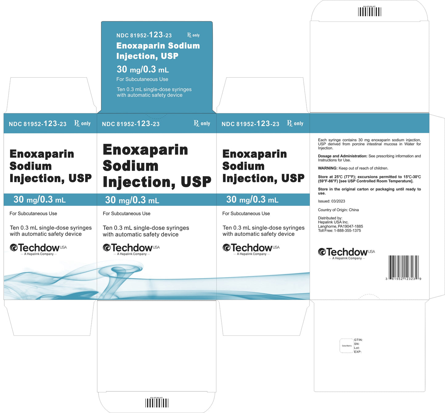 Enoxaparin Sodium 30mg/0.3mL Prefilled Syringe 10/pack