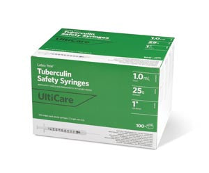 Ultimed Ulticare Tuberculin Safety Syring w/Fixed Needle, 1mL 25g x 1"