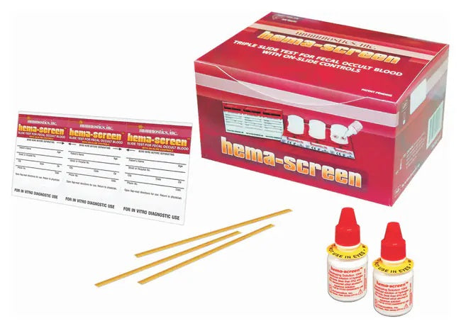 Hema-Screen FOB: Fecal Occult Blood Test Kit CLIA Waived With Standards/ Developing Solution/ Applicator Reagent 50 Count