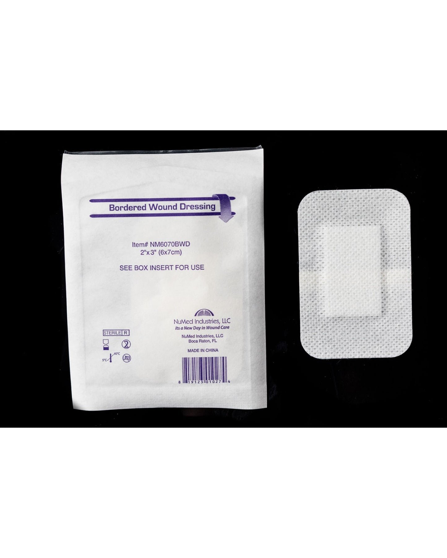 NuMed Bordered Wound Dressing 2" x 3", 100/Bx, 12 Bx/Cs