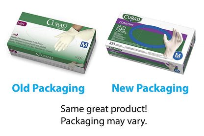 CURAD Powder-Free Textured Latex Exam Gloves, Medium
