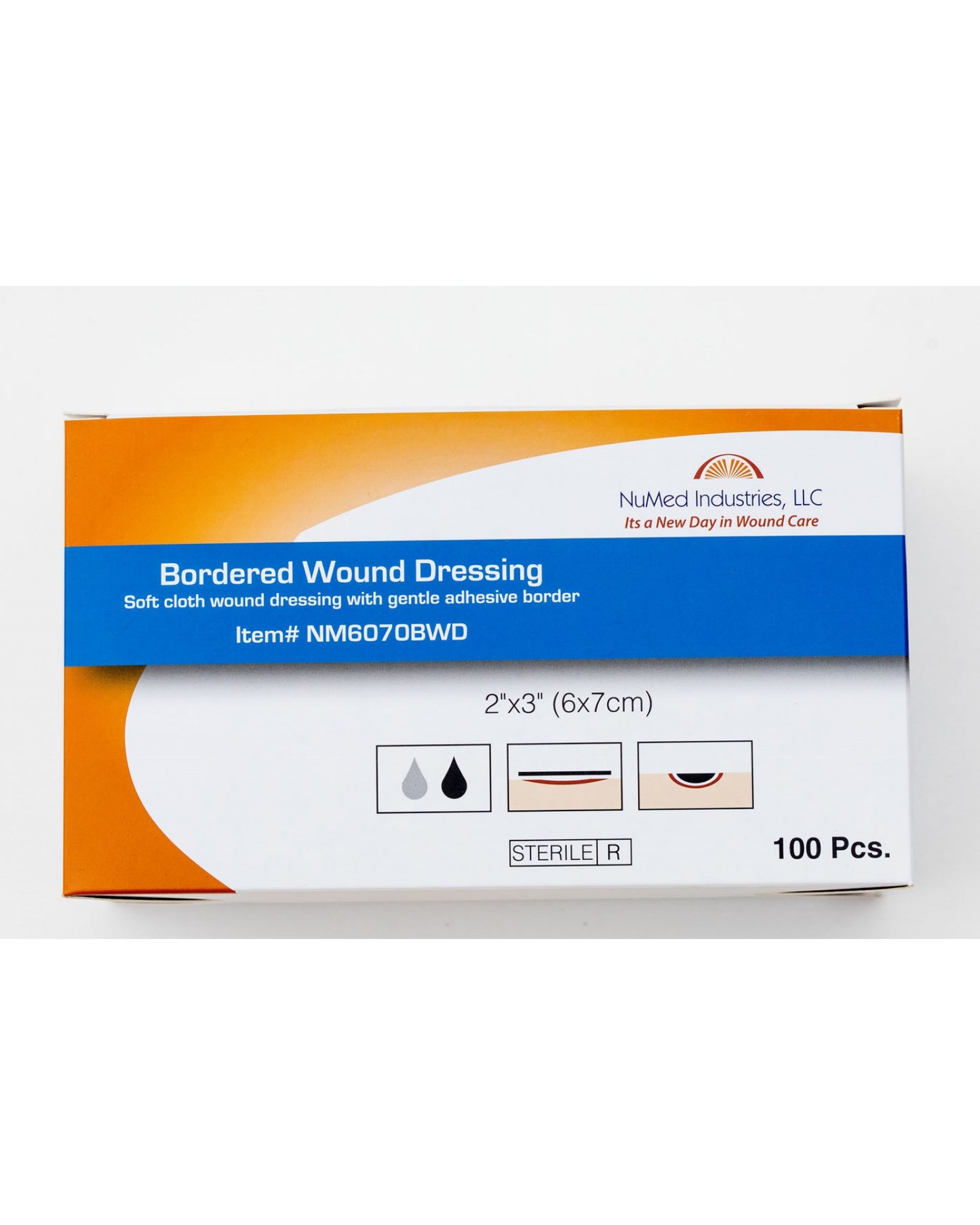 NuMed Bordered Wound Dressing 2" x 3", 100/Bx, 12 Bx/Cs