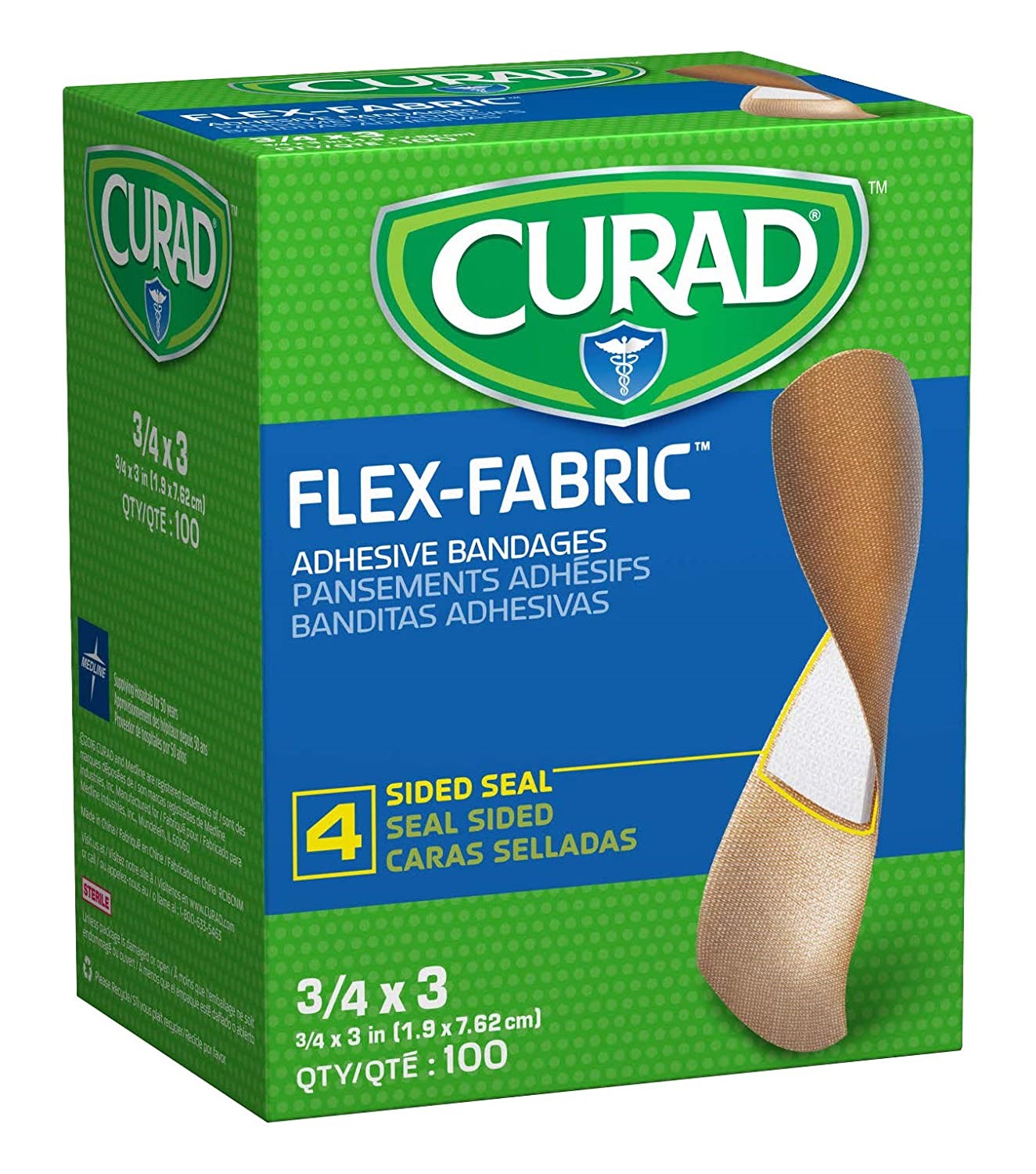 CURAD Fabric Adhesive Bandages, 3/4" x 3"