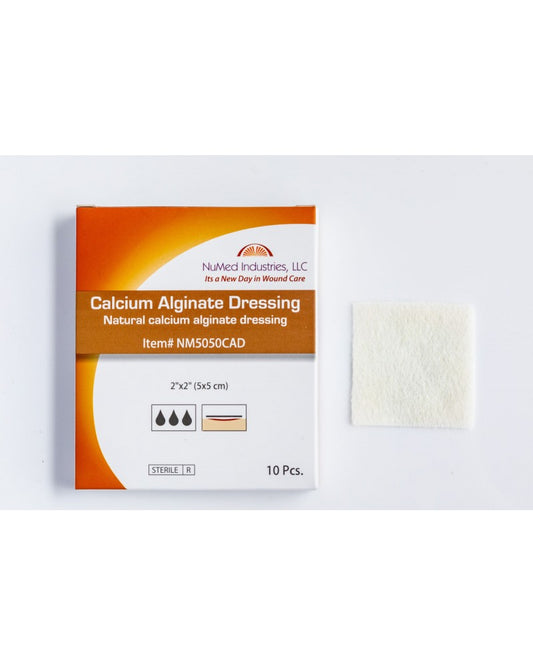 NuMed Calcium Alginate Dressing, 2" x 2", 10/Bx, 60 Bx/Cs