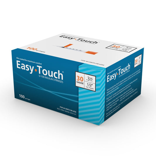 EasyTouch® U-100 Insulin Syringes, .3 cc,  30G  x 1/2"