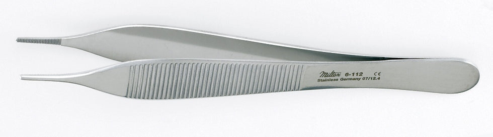 Hudson Dressing Forceps with Serrated Teeth, 4 3/4"