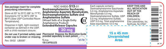 Dextroamphetamine Sulfate and Amphetamine Sulfate ER Capsules 20mg 100ct (CII)