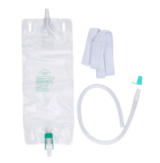 BARD® DISPOZ-a-BAG® Leg Bags with FLIP-FLO™ Valve, 18" Extension Tubing