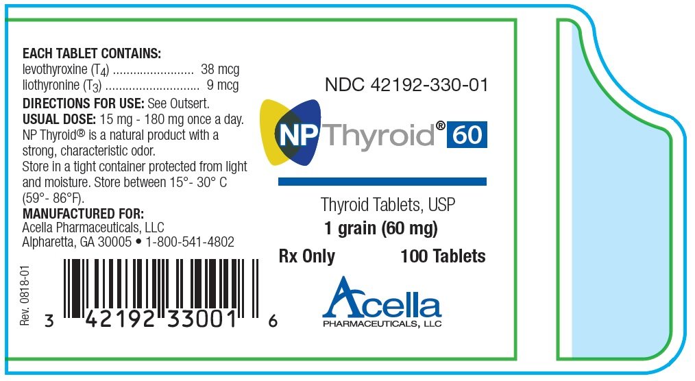 NP Thyroid 60mg Tablet (1 grain), 100ct Bottle