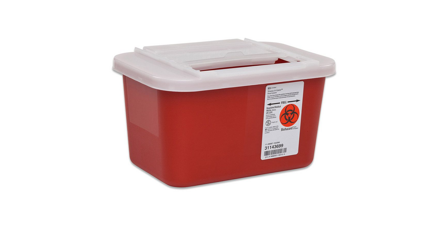 Sharps-A-Gator™ Multi-Purpose Sharps Container with Sliding Lid, 1 Gallon, Red