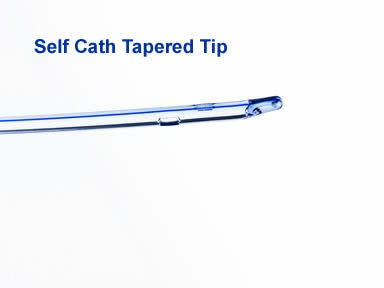 Self-Cath® Olive Tip Coude with Guide Stripe, Funnel End, 16", 14Fr