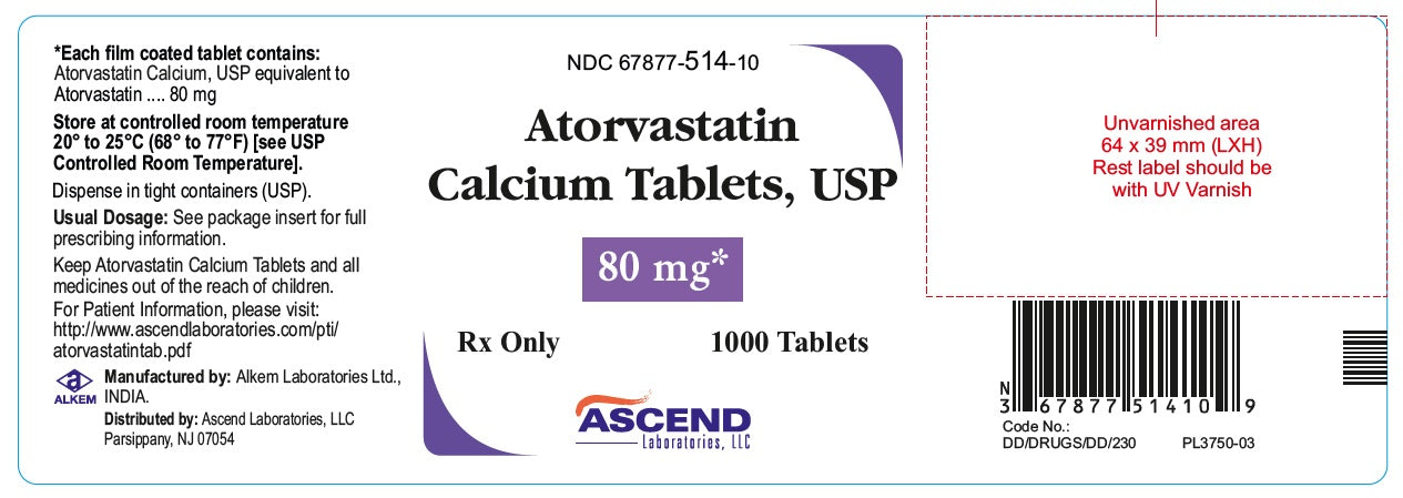 Atorvastatin Calcium 80mg Tablets 1000ct