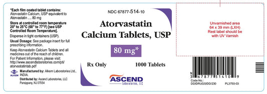 Atorvastatin Calcium 80mg Tablets 1000ct