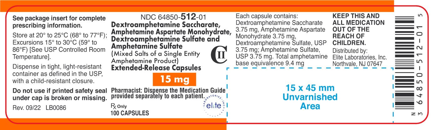 Dextroamphetamine Sulfate and Amphetamine Sulfate ER Capsules 15mg 100ct (CII)