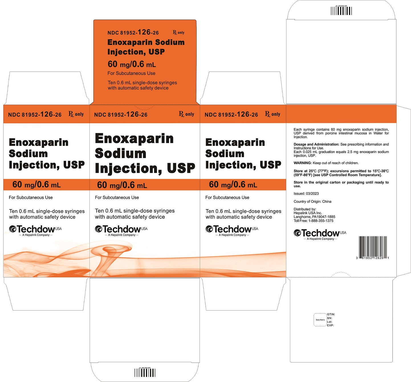 Enoxaparin Sodium 60mg/0.6mL Prefilled Syringe 10/pack