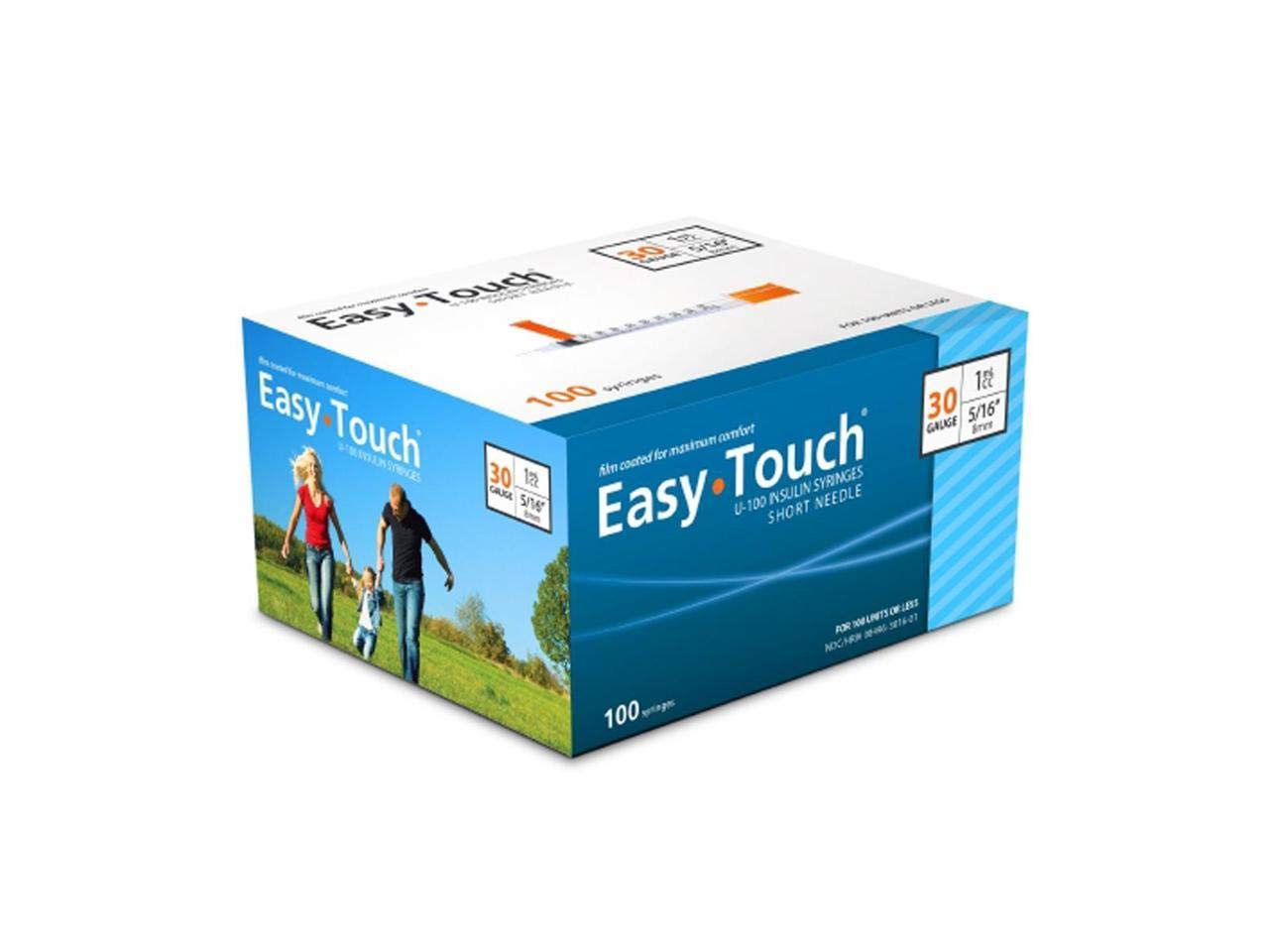 EasyTouch® U-100 Insulin Syringes, 0.5 cc,  30G  x 5/16"