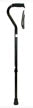 Heavy Duty Offset Aluminum Cane with Strap, Adjustable, Black